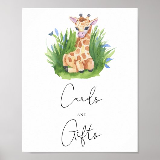 Giraffe - Karten und Geschenke Babydusche Poster (Vorne)