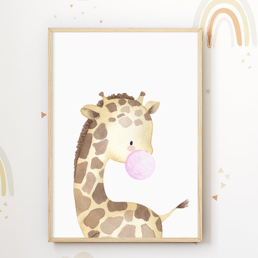 Giraffe Kaugummi Plakat Kids Room Print