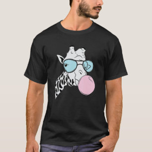 Giraffe Kaugummibrille Süßes Tier Lustiges Geschen T-Shirt