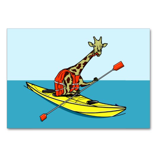 Giraffe Kayaking Tischnummer (Vorderseite)