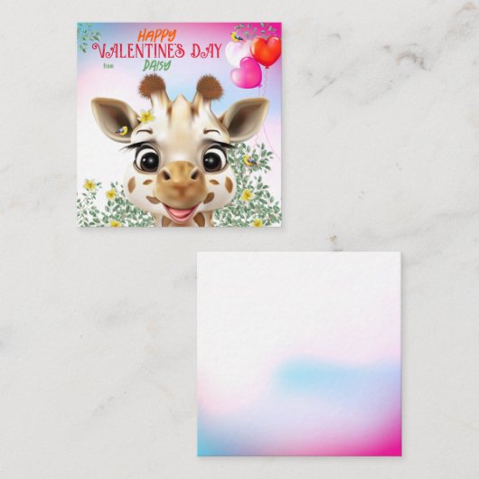 Giraffe Kids Classroom Valentine Cards Mitteilungskarte (Vorne/Hinten)