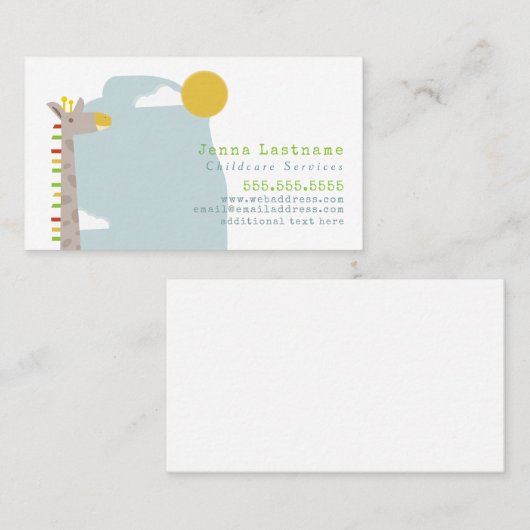 Giraffe Kindergarten Visitenkarte (Vorne/Hinten)