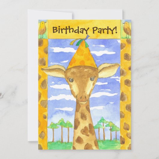 Giraffe Kindergeburtstag Party Einladung (Vorderseite)