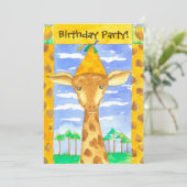 Giraffe Kindergeburtstag Party Einladung (Stehend Vorderseite)
