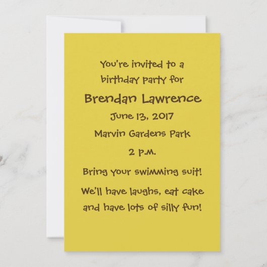 Giraffe Kindergeburtstag Party Einladung (Rückseite)