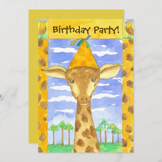 Giraffe Kindergeburtstag Party Einladung (Vorne/Hinten)