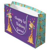 Giraffe Kindergeburtstag Party Niedlich Große Geschenktüte (Rückseite Schrägansicht)