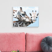 Giraffe Kisses Ihr Calf Leinwanddruck (Insitu (Wohnzimmer))