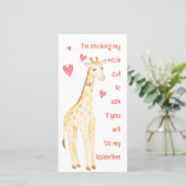 Giraffe klebt meine Neck-Out-Valentinenkarte (Stehend Vorderseite)