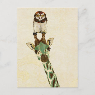 GIRAFFE & KLEINE EULE Postkarte