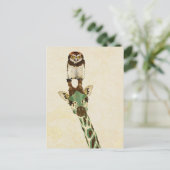GIRAFFE & KLEINE OWL Postkarte (Stehend Vorderseite)