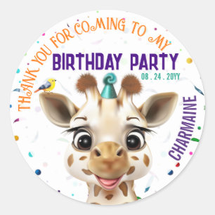Giraffe-Konfetti-Kindergeburtstag Runder Aufkleber