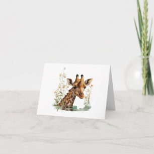 Giraffe Kopf mit Blume BLANK Karte