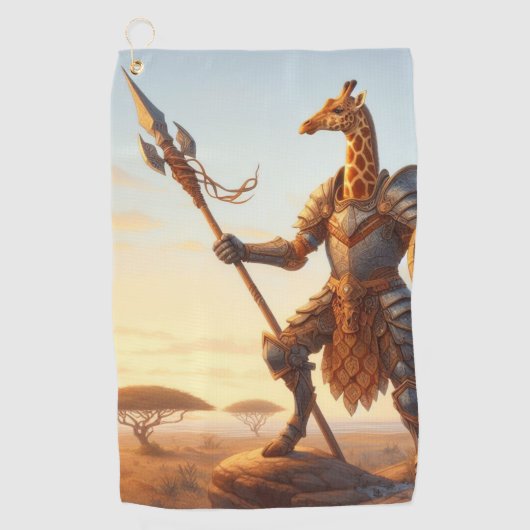 Giraffe-Krieger Golfhandtuch (Vorderseite)