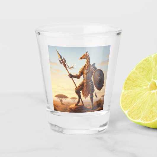 Giraffe-Krieger Schnapsglas (Vorderseite)