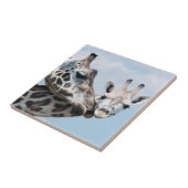 Giraffe küsst ihr Kalb Fliese (Seite)