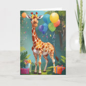 Giraffe lächeln mit Balloons & Presents | Karte (Vorderseite)