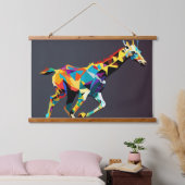 Giraffe läuft Pop Art Wandteppich Mit Holzrahmen (Schlafzimmer)