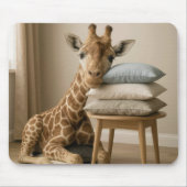 Giraffe Leaning On Pillow Stack Mousepad (Vorne)