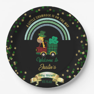 Giraffe Leprechaun Rainbow Baby Dusche Willkommen Pappteller