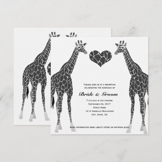 Giraffe Liebe Hochzeit Einladung (Vorne/Hinten)