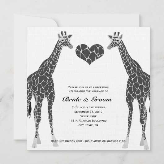 Giraffe Liebe Hochzeit Einladung (Vorderseite)