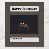 Giraffe Liebe im Mondschein, Geburtstag Weinetikett (Einzelnes Label)