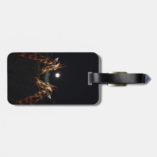 Giraffe Liebe im Mondschein, Gepäckanhänger (Rückseite horizontal)
