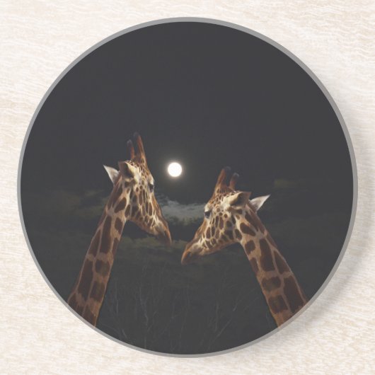 Giraffe Liebe im Mondschein, Getränkeuntersetzer (Vorne)