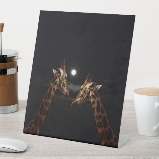 Giraffe Liebe im Mondschein, Sockelschild (In Situ)