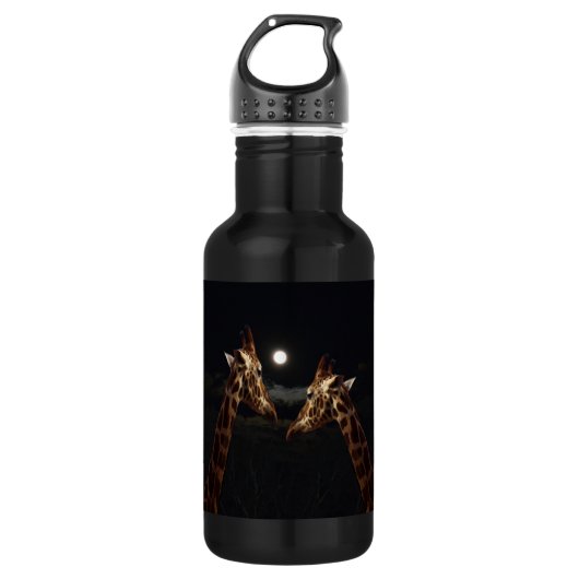 Giraffe Liebe im Mondschein, Trinkflasche (Vorderseite)