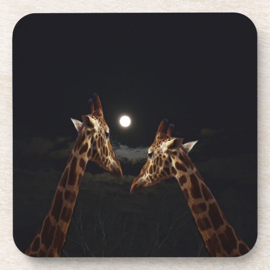 Giraffe Liebe im Mondschein, Untersetzer (Vorderseite)