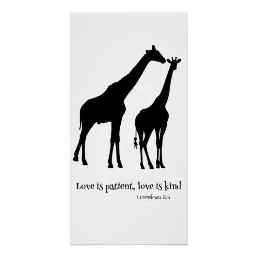 Giraffe Liebe ist geduldig, Liebe ist freundlich Poster (Vorderseite)
