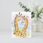 Giraffe-Liebe Postkarte (Stehend Vorderseite)
