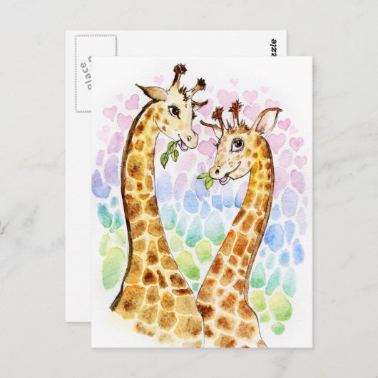 Giraffe-Liebe Postkarte (Vorne/Hinten)