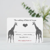 Giraffe Liebe UAWG RSVP Karte (Stehend Vorderseite)