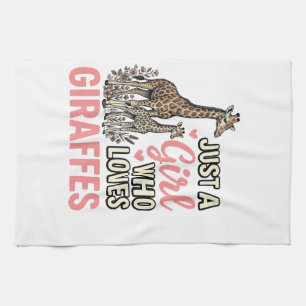 Giraffe Liebhaber Mädchen Vintage Sticherei Shirt  Geschirrtuch