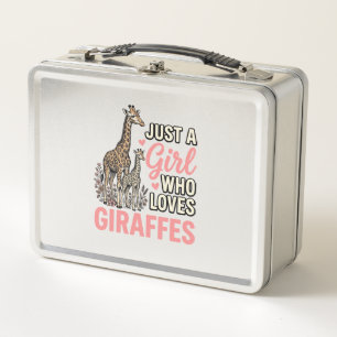 Giraffe Liebhaber Mädchen Vintage Sticherei Shirt Metall Brotdose