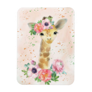 Giraffe Lover Baby Giraffe mit Blume Magnet