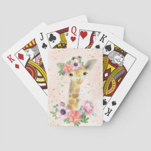 Giraffe Lover Baby Giraffe With Flower Spielkarten