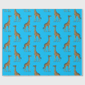 Giraffe Lover Blue Wild Animals Zoo African Safari Geschenkpapier (Flach)