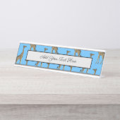 Giraffe Lover Blue Wild Animals Zoo African Safari Schreibtischnamensplakette (Vorderseite )