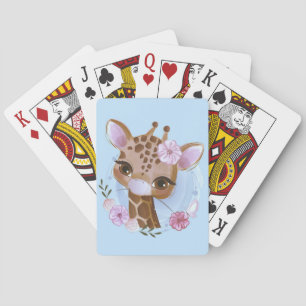Giraffe Lover Cute Baby Giraffe With Flower Spielkarten