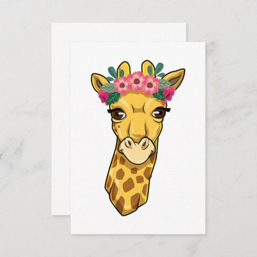 Giraffe Lover Giraffe Blume Wreath Begleitkarte (Vorne/Hinten)