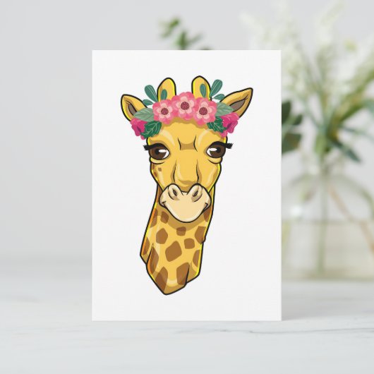 Giraffe Lover Giraffe Blume Wreath Begleitkarte (Stehend Vorderseite)