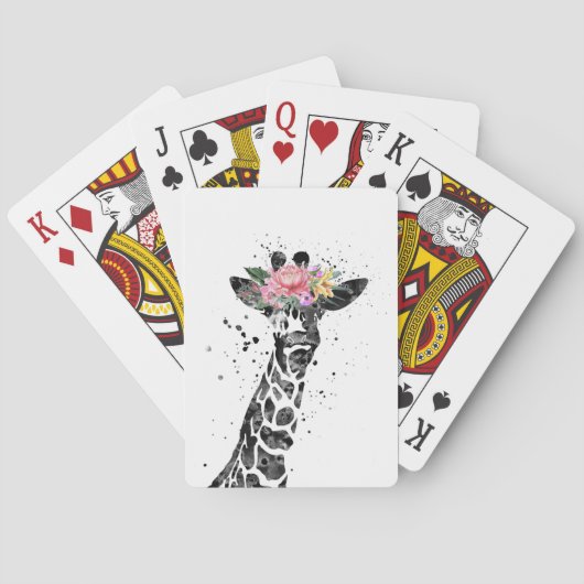 Giraffe Lover Giraffe und Blume Spielkarten (Rückseite)