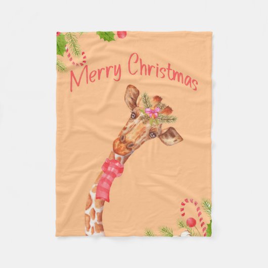Giraffe Lover Giraffes Africa Merry Christmas Fleecedecke (Vorderseite)