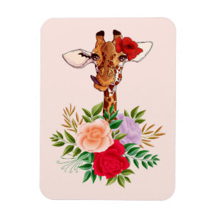 Giraffe Lover Giraffes Afrika und Blume Magnet