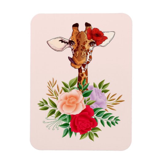 Giraffe Lover Giraffes Afrika und Blume Magnet (Vertikal)
