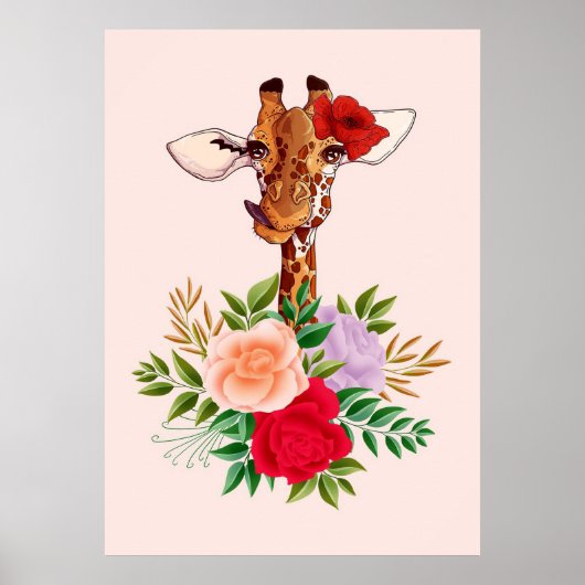 Giraffe Lover Giraffes Afrika und Blume Poster (Vorne)